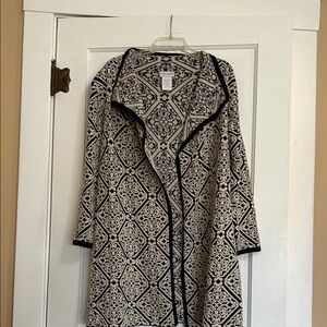 Soft Surroundings Black and Cream Knit Cardigan. Size Medium.